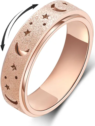 Miniatura 8 de Anillo de alivio de la ansiedad, anillo giratorio para aliviar el estrés, de acero inoxidable, anillo giratorio para mujeres, hombres, unisex