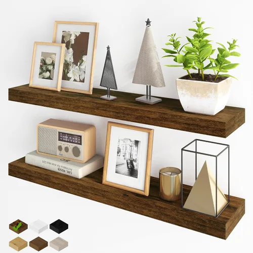 Miniatura 10 de Fun Memories Estantes flotantes para pared, estantes flotantes de 48 pulgadas de largo, juego de 1, estante colgante con soportes invisibles