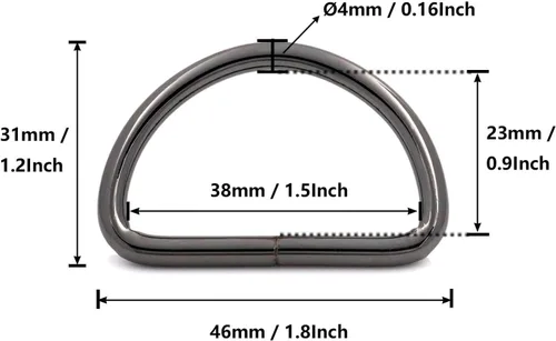 Miniatura 4 de Wuuycoky Gunmetal D Rings Buckles D-ring Non-welded For Webbing Straps 0.5"/ 0.6"/ 0.8"/ 1"/ 1.25"/ 1.5"/ 2" Optional 6 piezas de plomizo