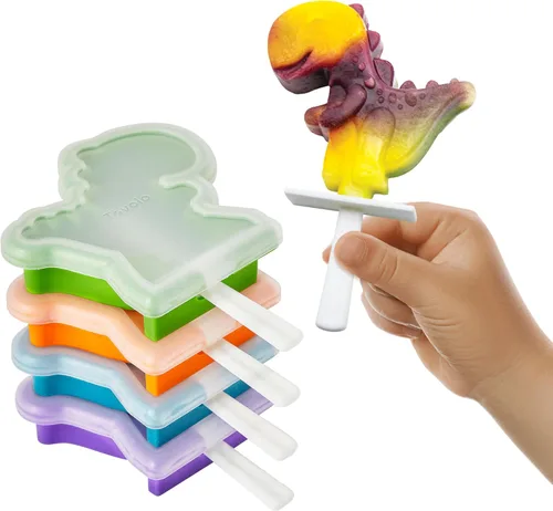 Miniatura 8 de Tovolo Molde para paletas de sandía, paquete de 4 moldes apilables de silicona para paletas con protectores de goteo para niños, molde de sandía