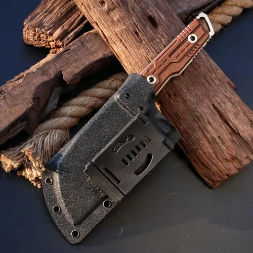 Miniatura 6 de Cuchillo de táctica de alta resistencia, hoja fija de espiga completa, mango de lino de acero Sleipner, para caza, camping, caza