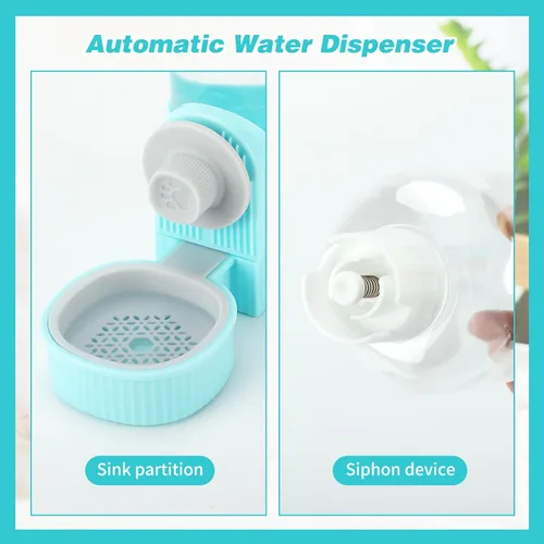 Miniatura 6 de YUEPET Dispensador de agua de alimentos para conejos, alimentador de conejo de gran capacidad para jaulas, dispensador automático de agua para Azul