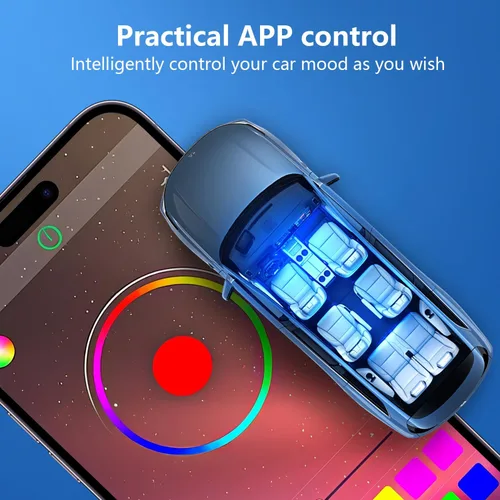 Miniatura 4 de Luces LED interiores para automóvil con control inteligente de aplicación, sincronización de música, modo DIY, kits de luces LED interiores
