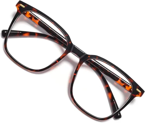 Miniatura 16 de Oversized Square Blue Light Blocking Glasses for Women Men, Anti-Fatigue Computer Monitor Glasses Reduce Eye Strain Negro+marrón transparente