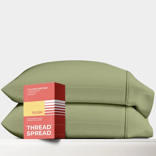 Miniatura 15 de Thread Spread Fundas de Almohada de Algodón Egipcio 100% Tamaño Estándar/Queen Juego de 2 - Fundas de Almohada Beige Satén de Lujo con Cuenta