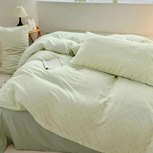 Miniatura 2 de VM VOUGEMARKET Polka Dots Duvet Cover Set Queen Double Layer Cotton Bedding Set,Green Duvet Cover with Zipper Closure,Lightweight