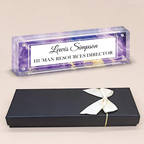 Miniatura 22 de Placa de Nombre para Escritorio, Placa de Nombre con Patrón de Doble Cara para Escritorio, Decoración de Escritorio de Oficina Personalizada
