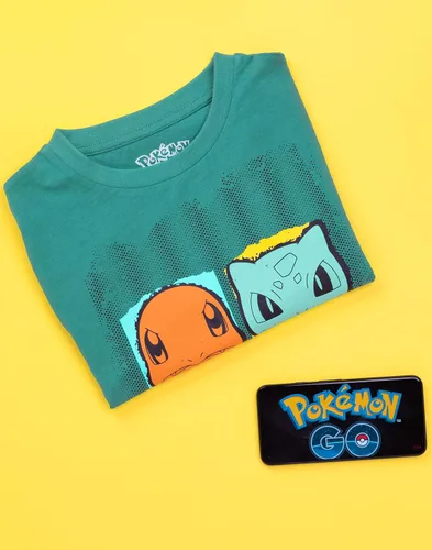 Miniatura 2 de Pokemon Camisetas para Niños Gris Verde O Negro Top Pikachu Squirtle Bulbasaur Charmander