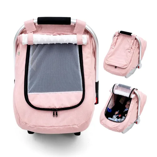 Funda de asiento de automóvil impermeable para bebé, funda de asiento de automóvil infantil con lunares de visón 3D con 2 rejillas de ventilación