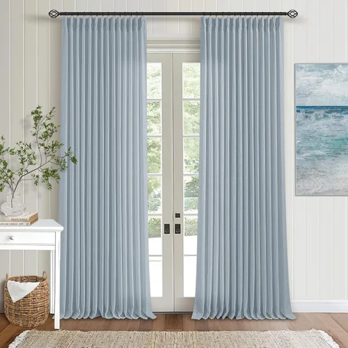 Miniatura 209 de Cortinas de lino natural con pliegues fruncidos de 120 pulgadas de largo para sala de estar, cortinas plisadas con ganchos y lengüeta trasera
