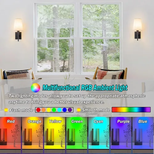 Miniatura 4 de YHCDLAMP Juego de dos apliques de pared que funcionan con pilas, luces de pared que funcionan con pilas con control remoto, lámpara de pared RGB