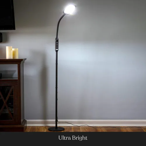 Miniatura 3 de Brightech Litespan - Lámpara LED de pie y escritorio 2 en 1, altura ajustable, sombras, cuello, luz esteticista para pestañas, lámpara de pie