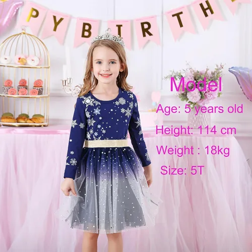 Miniatura 2 de VIKITA Vestidos de invierno para niñas de manga larga para niñas pequeñas, vestidos de tul para fiestas de 3 a 12 años