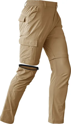 Pantalones convertibles de senderismo para hombre, impermeables, ligeros, de secado rápido, con cremallera, pesca, viajes, safari, trabajo al aire