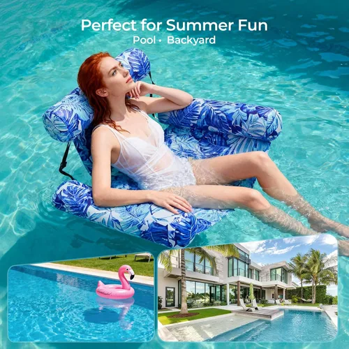 Miniatura 5 de Flotador inflable de piscina para adultos – Silla flotante resistente y fideos de piscina para verano, playa, lago y fiestas en la piscina – Cómodo