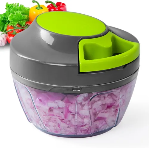 Procesador manual de alimentos, picador de verduras, cortador de cebolla portátil para verduras, jengibre, frutas, nueces, hierbas, etc., 16.9 fl oz