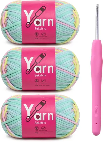 Miniatura 17 de Hilo de Crochet con Hilo de Algodón para Crochet – Hilos de Crochet Tejido para Principiantes con Puntadas Fáciles de Ver – Hilo para Crochet