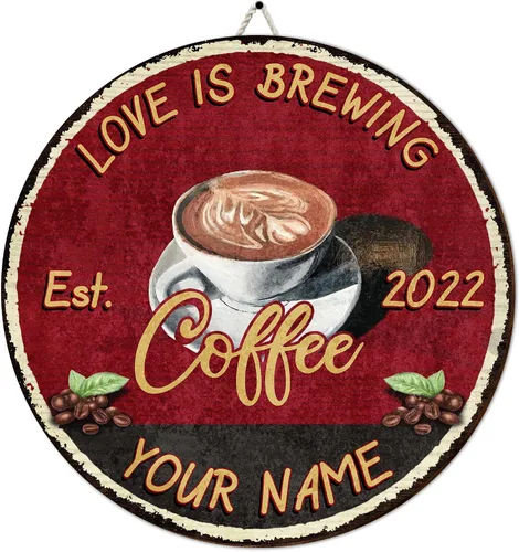 Miniatura 20 de Artsy Woodsy Letrero personalizado de madera para barra de café (no tallada o neón), placa de pared para decoración de cocina, regalos 01