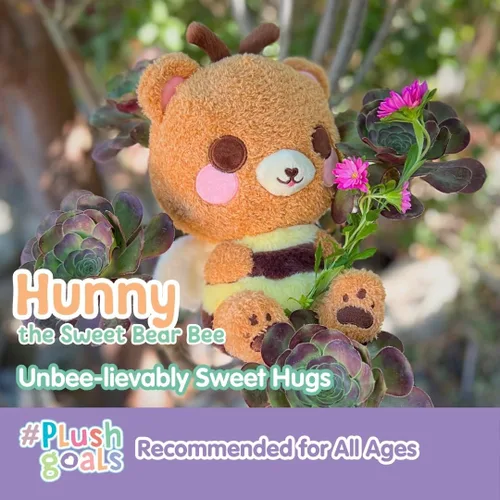Miniatura 7 de Cuddle Barn PlushGoals - Hunny The Sweet Bear Bee Lindo peluche Kawaii de peluche de miel abejorro suave, regalo de peluche de Fairycore
