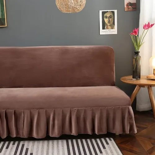 Miniatura 3 de Funda para futón de felpa gruesa sin brazos, de terciopelo elástico, funda para sofá cama, funda suave para sofá, futón, protector de muebles