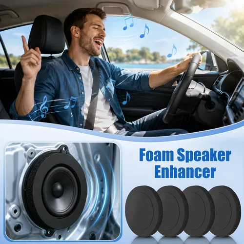 Miniatura 7 de Potenciador de altavoz de espuma de 6.5 pulgadas, 4 anillos rápidos de altavoz autoadhesivo, kit universal de bloqueo de graves de esponja de alto