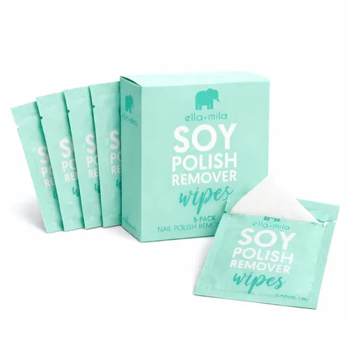 Miniatura 10 de ella+mila Toallitas removedoras de esmalte de uñas de soja, no acetona, no tóxicas, almohadillas removedoras de esmalte de uñas, tamaño de viaje