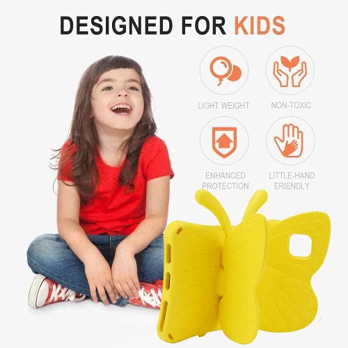 Miniatura 29 de FW Fire 7 - Funda para tablet para niños, Amazon Fire 7 2022, funda de mariposa con luz de atril, EVA, protección contra caídas, resistente, a