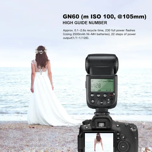 Miniatura 3 de Flash de cámara Godox TT600 GN60, 2.4G, 1/8000s, Speedlite, 230 parpadeos de potencia total, tiempo de reciclaje de 0.1-2.6s, compatible con cámaras