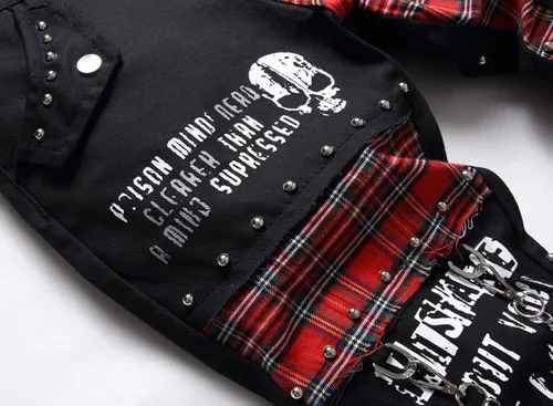 Miniatura 3 de Jeans ajustados con estampado de calavera y letras para hombre