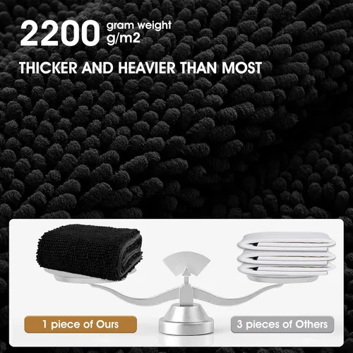 Miniatura 9 de IM HOME Tapete absorbente de felpilla para exteriores, 36 x 24 pulgadas, lavable, tapete para puerta de perro, antideslizante, tapete para Negro
