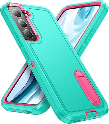 Miniatura 13 de Funda para Samsung Galaxy S22 Plus con función atril, 3 capas de grado militar, funda protectora de silicona resistente a prueba de golpes para azul