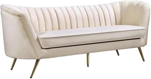 Miniatura 11 de Meridian Furniture Colección Margo Modern Sofá tapizado de terciopelo contemporáneo con acolchado de canal profundo y patas de acero inoxidable