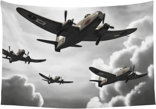 Miniatura 9 de VTCTOASY Tapiz estampado de la Segunda Guerra Mundial para colgar en la pared, bonito tapiz de pared para dormitorio, sala de estar, 60 x 40 pulgadas