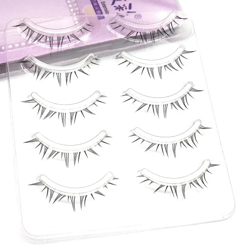 Miniatura 6 de 3 pares de pestañas postizas de aspecto natural, pestañas postizas de uso diario, tira cruzada de banda transparente para maquillaje de ojos
