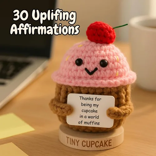 Miniatura 3 de Regalo de Amistad para Mujeres - Cupcake de Crochet Positivo Hecho a Mano con 30 Lindas Tarjetas de Afirmación - Idea de Regalo de Apoyo Emocional