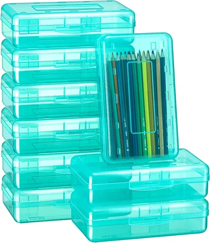 Miniatura 8 de Fainne 24 unidades de cajas de lápices para la escuela, caja de lápices de plástico transparente grande, caja de crayones de plástico a granel