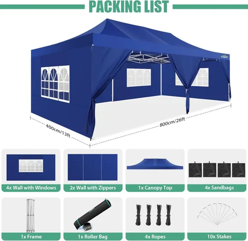 Miniatura 267 de COBIZI Tienda de campaña desplegable de 6.6 x 6.6 pies, toldo resistente, fácil de instalar, impermeable, para exteriores, fiestas, playa, jardín