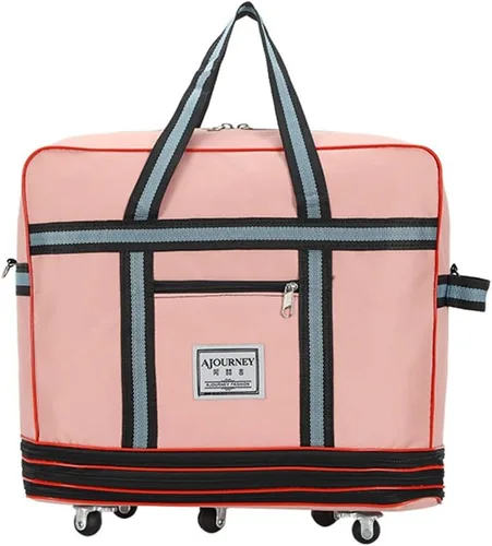 Miniatura 2 de Radefasun Bolsa de viaje Oxford expandible extra grande con ruedas, impermeable, ligera, plegable, maleta, Rosado, Equipaje extensible central