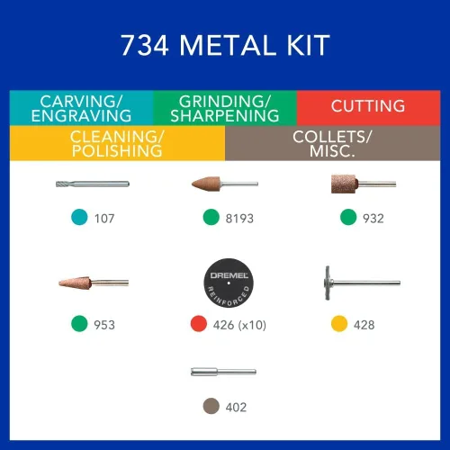 Miniatura 3 de Dremel 734-01 Kit de accesorios metálicos de 16 piezas