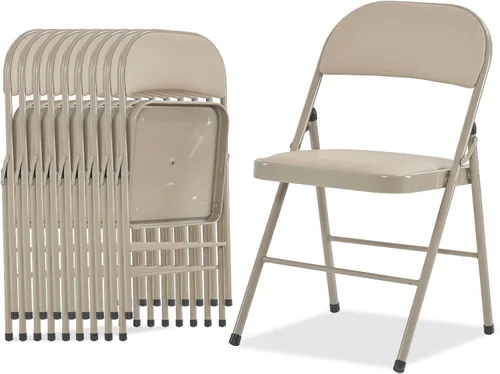 Miniatura 25 de Karl home Paquete de 12 sillas plegables blancas con asientos acolchados para exteriores e interiores, asiento comercial apilable portátil con marco