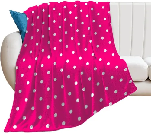 Miniatura 9 de Manta de felpa de lunares blanco aguamarina, suave y acogedora, manta de franela para todas las estaciones, para sofá, cama, 40 x 50 pulgadas