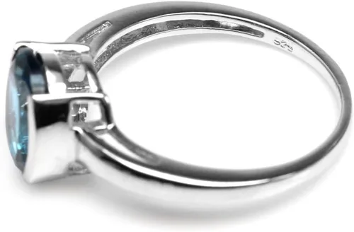 Miniatura 4 de Silvershake Anillo solitario de plata de ley 925 con forma ovalada genuina de 0.394 x 0.315 in para mujer