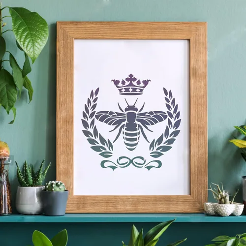 Miniatura 5 de FINGERINSPIRE Plantilla de corona de laurel de abejas de 11.8 x 11.8 pulgadas de plástico con hojas de Gingko para dibujar plantillas para pintar
