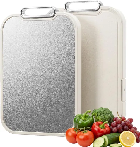 Tabla de cortar de titanio para cocina, tabla de cortar 2 en 1 no tóxica de doble cara, titanio 100% puro de grado alimenticio y PP, ideal para