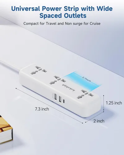 Miniatura 5 de Kit de adaptador de enchufe de viaje europeo con puertos USB, cable de extensión universal de 5 pies, de EE.UU. a europeo, adaptador de enchufe