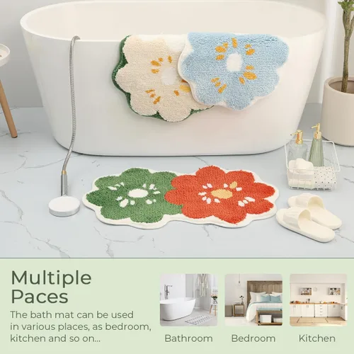 Miniatura 7 de Alfombra de baño ultra absorbente, de microfibra gruesa y resistente, esponjosa, lavable a máquina, alfombra de baño antideslizante para baño