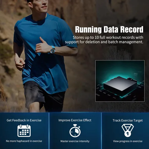 Miniatura 4 de EZON Reloj GPS para correr con alarma de ritmo de distancia, contador de calorías y cronómetro para hombres (azul)
