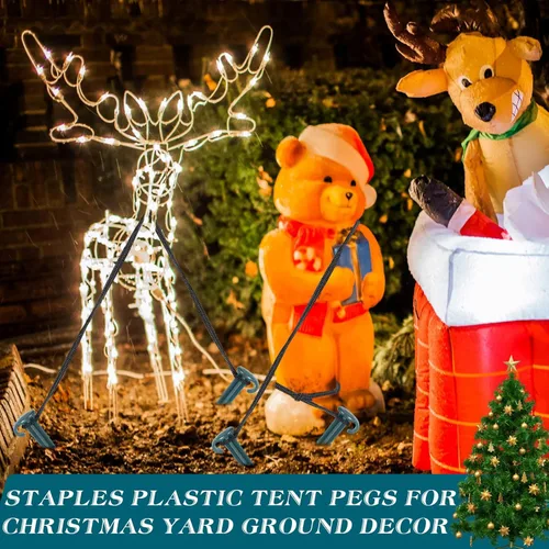 Miniatura 6 de Vicenpal 18 Piezas Estacas de Plástico de 7 Pulgadas para Jardín para Inflables de Servicio Pesado Estacas de Plástico para Jardín para Tienda