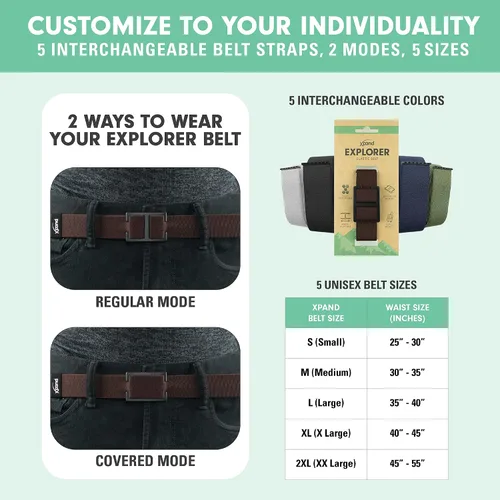 Miniatura 6 de Explorer Belt By Xpand - No-Show Invisible Elastic Belt w Slim Aluminum Buckle