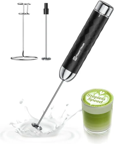 Maestri House - Espumador de leche recargable con control de velocidad sin escalones, LunaFro 2.0 - Espumador eléctrico de mano para bebidas